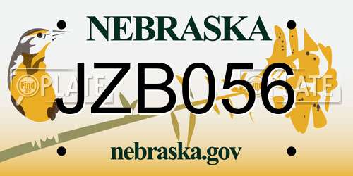 JZB056 Nebraska License Plate