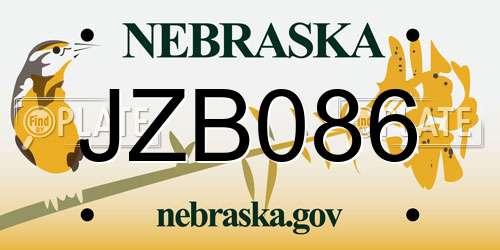JZB086 Nebraska License Plate