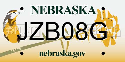 JZB08G Nebraska License Plate