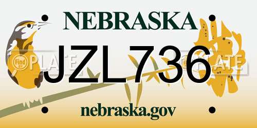 JZL736 Nebraska License Plate