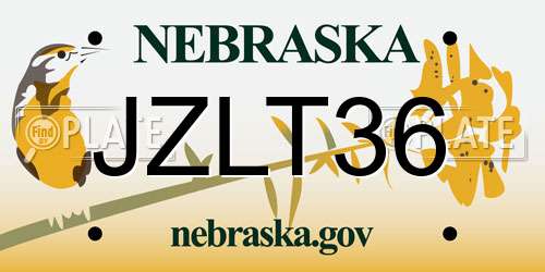 JZLT36 Nebraska License Plate