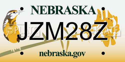 JZM28Z Nebraska License Plate