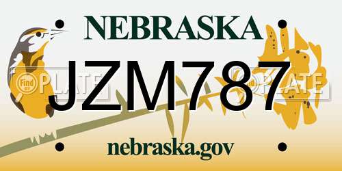 JZM787 Nebraska License Plate