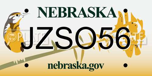 JZSO56 Nebraska License Plate