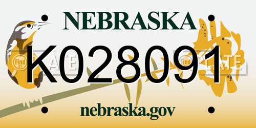 K028091 Nebraska License Plate