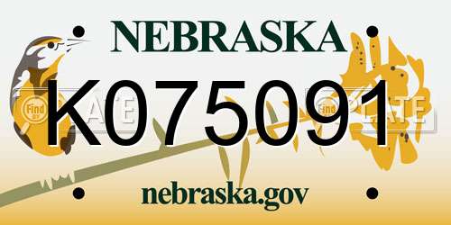 K075091 Nebraska License Plate