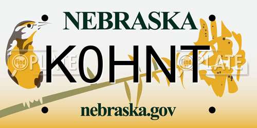 K0HNT Nebraska License Plate