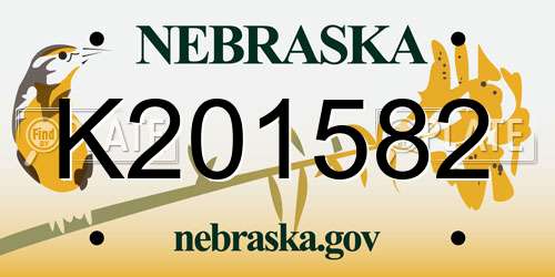 K201582 Nebraska License Plate