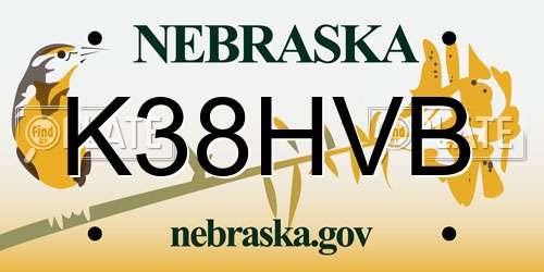 K38HVB Nebraska License Plate