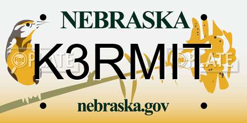 K3RMIT Nebraska License Plate