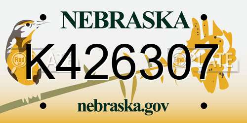 K426307 Nebraska License Plate