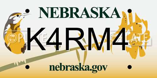 K4RM4 Nebraska License Plate