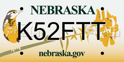 K52FTT Nebraska License Plate