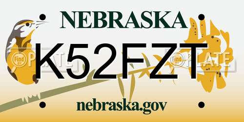 K52FZT Nebraska License Plate
