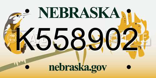 K558902 Nebraska License Plate