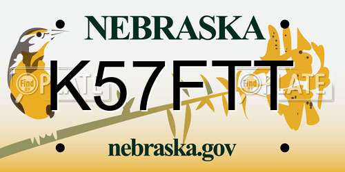 K57FTT Nebraska License Plate