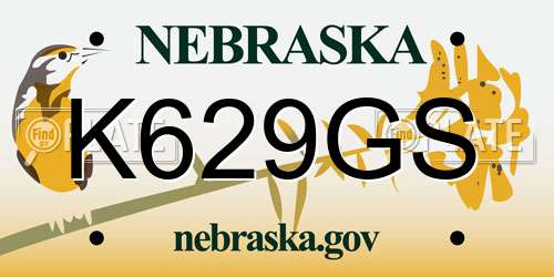 K629GS Nebraska License Plate