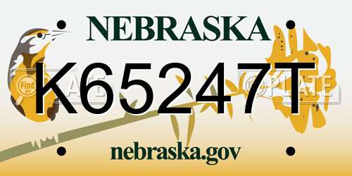 K65247T Nebraska License Plate