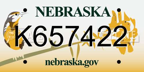 K657422 Nebraska License Plate