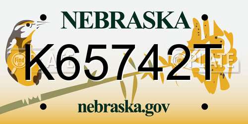K65742T Nebraska License Plate