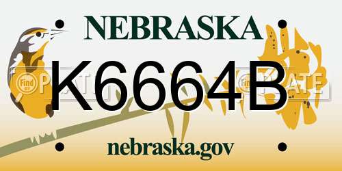 K6664B Nebraska License Plate