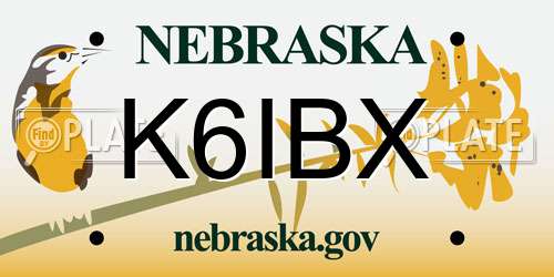 K6IBX Nebraska License Plate