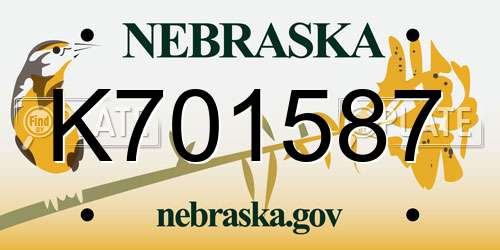 K701587 Nebraska License Plate