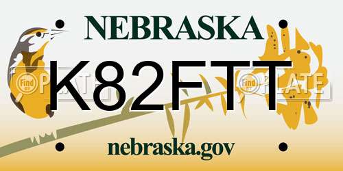 K82FTT Nebraska License Plate