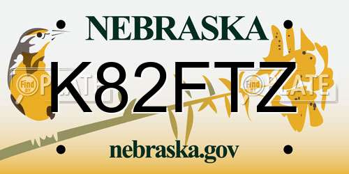 K82FTZ Nebraska License Plate