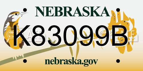 K83099B Nebraska License Plate