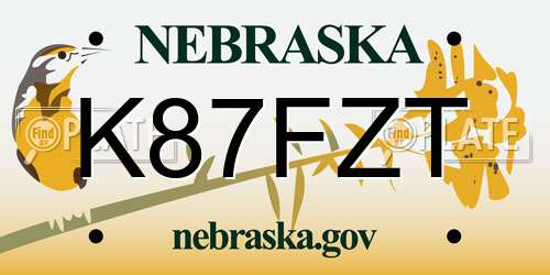 K87FZT Nebraska License Plate