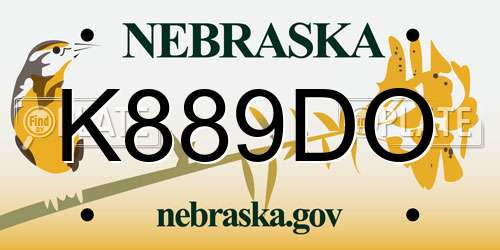 K889DO Nebraska License Plate