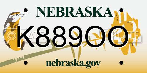 K889OO Nebraska License Plate