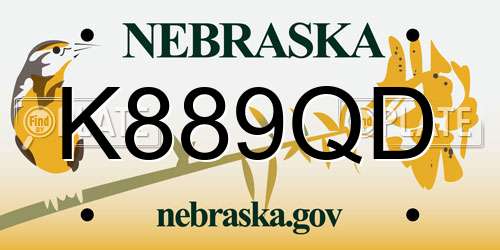 K889QD Nebraska License Plate
