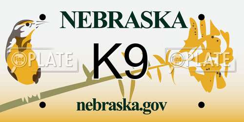 K9 Nebraska License Plate