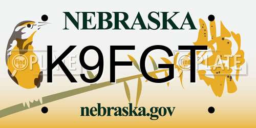 K9FGT Nebraska License Plate