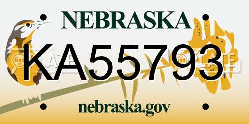 KA55793 Nebraska License Plate