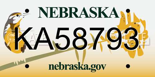 KA58793 Nebraska License Plate