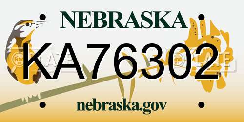 KA76302 Nebraska License Plate
