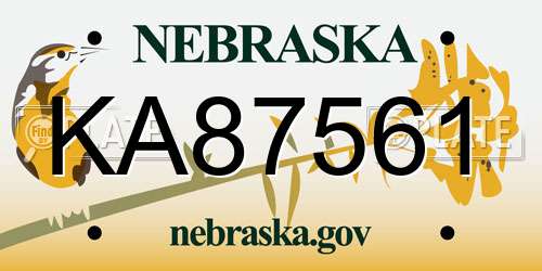 KA87561 Nebraska License Plate