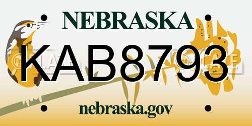 KAB8793 Nebraska License Plate