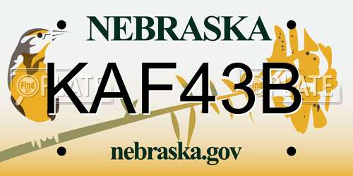 KAF43B Nebraska License Plate