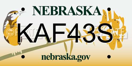 KAF43S Nebraska License Plate
