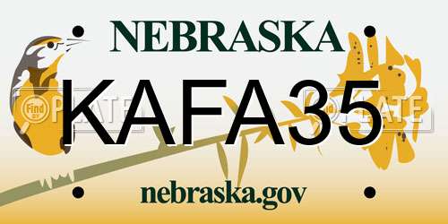 KAFA35 Nebraska License Plate
