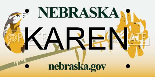 KAREN Nebraska License Plate