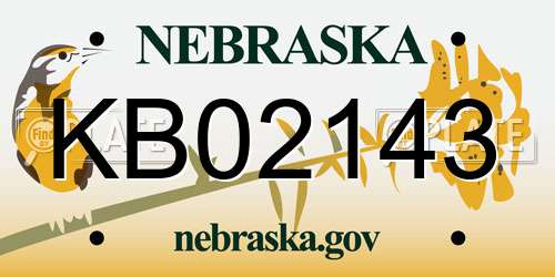 KB02143 Nebraska License Plate