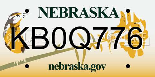 KB0Q776 Nebraska License Plate
