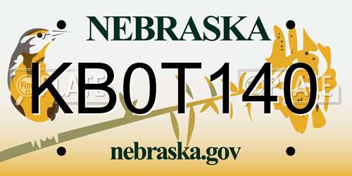 KB0T140 Nebraska License Plate