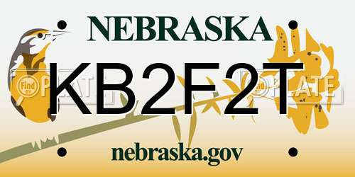 KB2F2T Nebraska License Plate