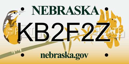 KB2F2Z Nebraska License Plate